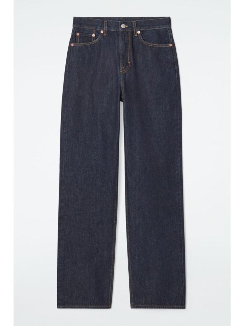 COS High Rise Relaxed Straight Full Length Jeans Dark Indigo Blue Size 32